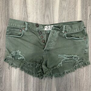 We The Free Green Jean Shorts